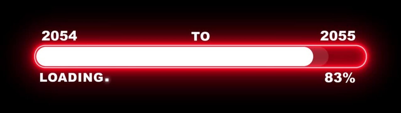New year 2055 loading bar animation Year changing from 2054 to 2055. Loading bar from 2054 to 2055 new year transfer animation. Almost reaching New Year, loading business progress.