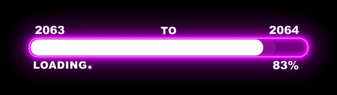 New year 2064 loading bar animation Year changing from 2063 to 2064. Loading bar from 2063 to 2064 new year transfer animation. Almost reaching New Year, loading business progress.