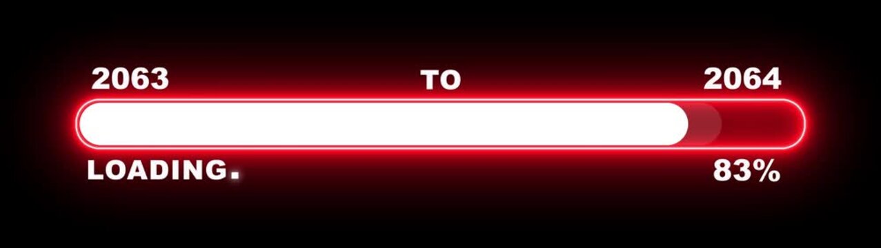 New year 2064 loading bar animation Year changing from 2063 to 2064. Loading bar from 2063 to 2064 new year transfer animation. Almost reaching New Year, loading business progress.