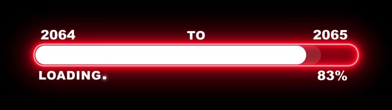 New year 2065 loading bar animation Year changing from 2064 to 2065. Loading bar from 2064 to 2065 new year transfer animation. Almost reaching New Year, loading business progress.