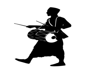 Traditional Mesaharati Drummer Silhouette Vector for Ramadan Suhoor and Islamic Cultural Heritage Illustration
