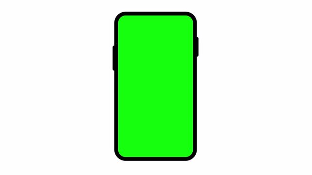 Smartphone with green screen animation, Mobile phone mockup green screen zoom out animation with transparent background, smartphone with front view green screen.