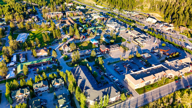 Aerial view of Radium Hot Springs, British Columbia