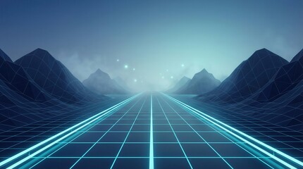 Digital Landscape Roadway with Volumetric Haze