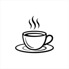 Obraz premium Steaming Hot Tea Cup Outline for Cafe and Beverage Design