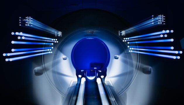 CT scanner in modern medical facility radiology department. Imaging and diagnostic concept. Advanced medical technology concept.

