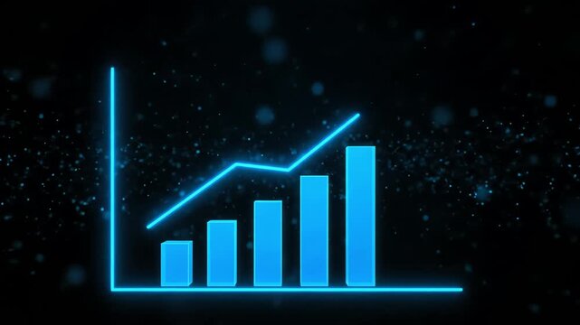 Abstract glowing bar graph illustration on black background
