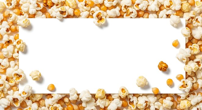 A frame of popcorn surrounds a white blank space for text.