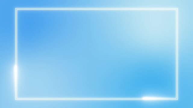 4K Neon Light Frame Animation Loop &ndash; Minimal Digital Video Background with Glowing Border and Central Placeholder for Streaming, Live Broadcast, Online Media, Studio and YouTube Use