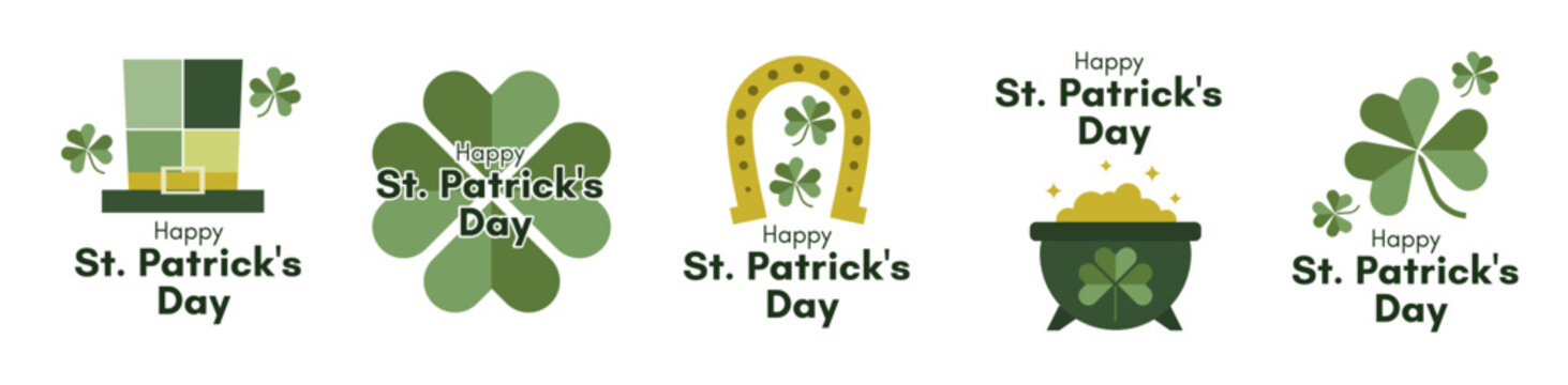 St. Patrick's Day logo set. Modern minimalistic design collection.