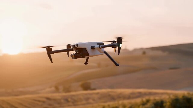 A drone capturing wide-area thermal footage of farmland, mapping soil temperature variations that guide precision irrigation and crop health decisions. cinematic color correction, natural uneven