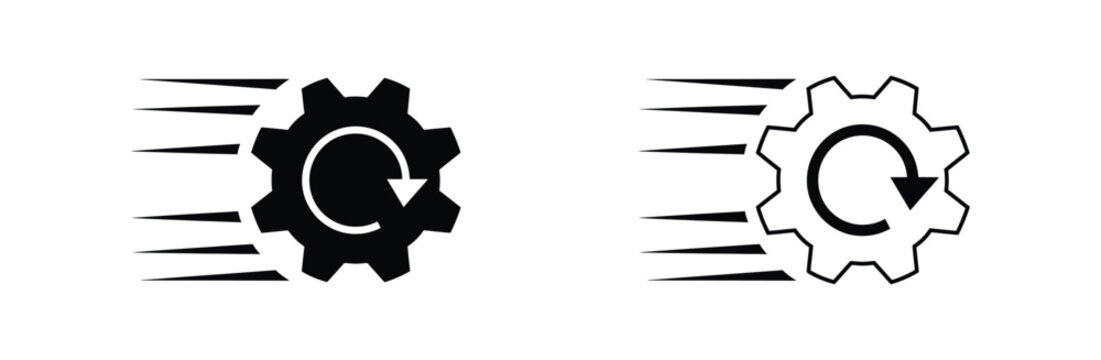 High speed system update icon vector. Symbol for fast software processing, rapid engineering configuration, technical workflow optimization, and quick gear rotation. Vector Illustration.