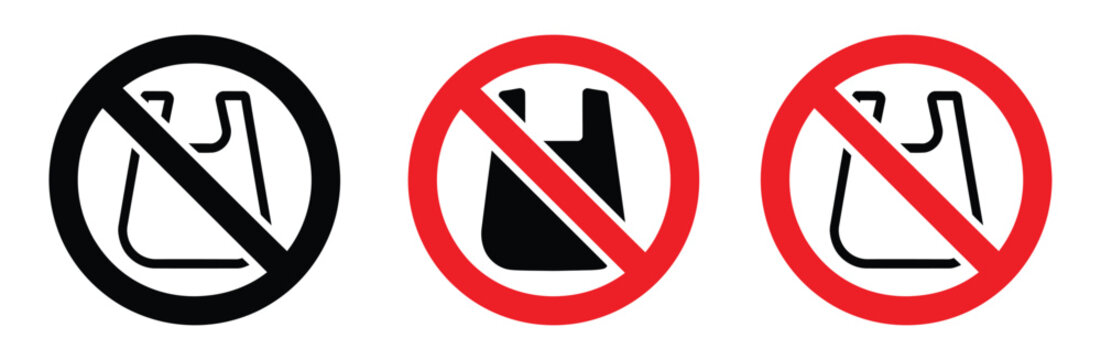 Prohibited plastic bag icon vector. Symbol for no polythene, environmental protection, zero waste retail, and pollution restriction warning. Vector Illustration.