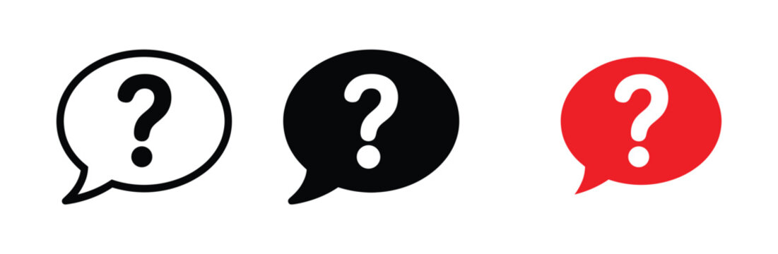 Question mark speech bubble icon vector. Symbol for FAQ support, help center query, information request, and customer assistance. Vector Illustration.