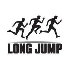 Silhouettes of runners with text indicating a long jump event