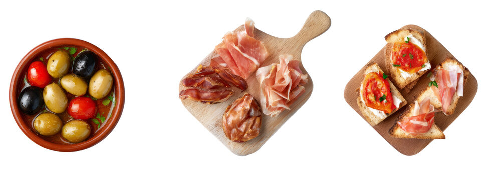 Delicious spanish tapas platter kitchen food photography transparent background