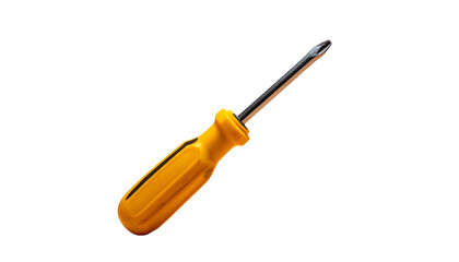Fototapeta premium Yellow-handled crossed-tip tool with polished metal shaft