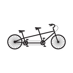 Fototapeta premium A simple black silhouette depicting a tandem bicycle on a white background