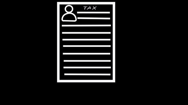 Neon Tax Document Icon on Black Background &ndash; Digital Profile & Tax Form Illustration