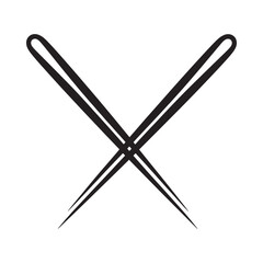 Simple black and white illustration of two crossed chopsticks