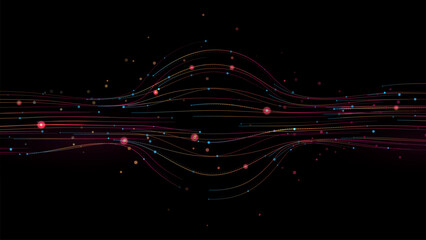 Colorful wave of light with a globe tech connection © pickup