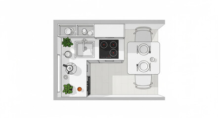 Floor Plan of Modern Apartment Interior.