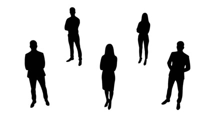 Fototapeta premium Silhouettes of four people standing in different poses on a white background