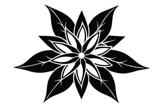 starflower silhouette line art vector illustration