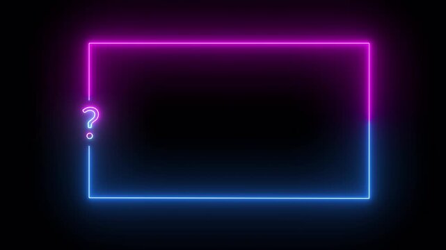 Rectangle animation glowing neon frame background , Neon line box animation, Square rectangle picture frame glowing neon animation on trasparent background.