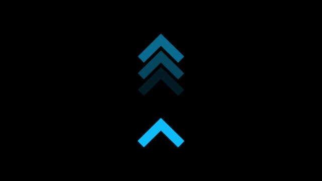 A stack of six grayscale arrows pointing upwards against a black background.