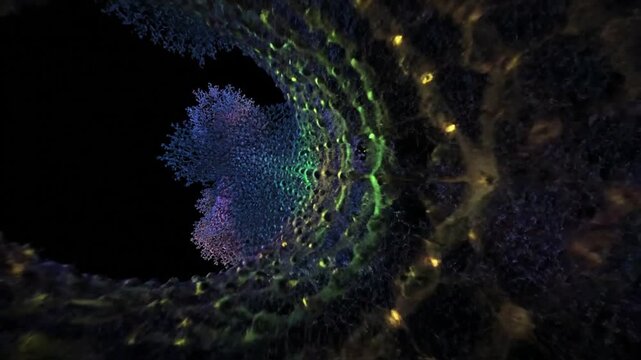 Organic Fractal Growth The mesmerising, continuous evolution of a complex, self-similar coral-like structure in a digital space.