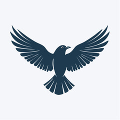 Obraz premium Dark Silhouette of a Majestic Bird with Wings Spread in Flight