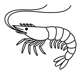 Obraz premium Shrimp Simple Line Art Vector Illustration