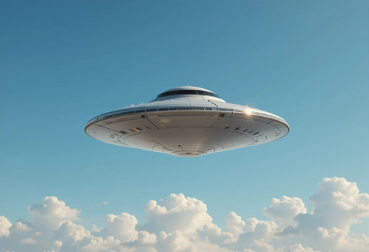 Classic Flying Saucer in Clear Sky