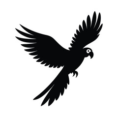 Obraz premium Blue And Gold Macaw Parrot Flying Silhouette Vector Art Illustration