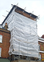 Europe, UK, England, London, scaffolding renovation daylight