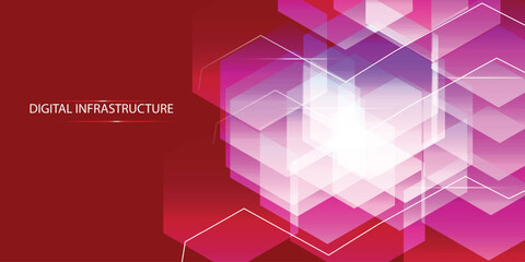 Fototapeta premium Abstract Isometric data technology network 3D vector illustration with digital server platforms and cubes connected by lines