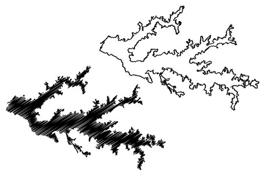 Lake Kyoga (Africa, Republic of Uganda) map vector illustration, scribble sketch Kojweri, Kwania and Nakuwa map