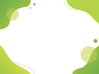 緑のグラデーションの流体シェイプの背景イラスト素材　flat hand drawn fluid blue shapes background.Cute abstract shapes.Vector loose frame.