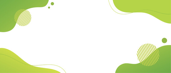 Fototapeta premium 緑のグラデーションの流体シェイプの背景イラスト素材 flat hand drawn fluid blue shapes background.Cute abstract shapes.Vector loose frame.