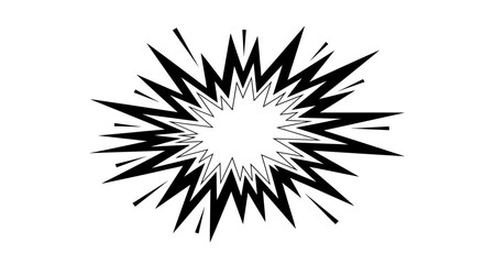 Obraz premium Black and white comic book style explosion or starburst graphic element.