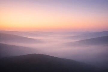 Fototapeta premium Minimal Misty Horizon with Soft Sunrise Gradient Sky