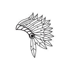 American Native Indian Chief Headdress line art Logo Design inspiration