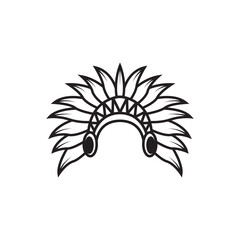 American Native Indian Chief Headdress line art Logo Design inspiration