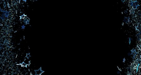 Elegant abstract background of sparkling blue stars on a black backdrop perfect for celebrations, holidays, or design pr