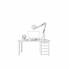 Vector outline of a Podcast Studio setup