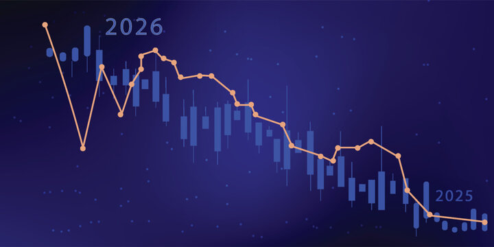 Digital financial chart indicators, stock market business and exchange financial growth graph.