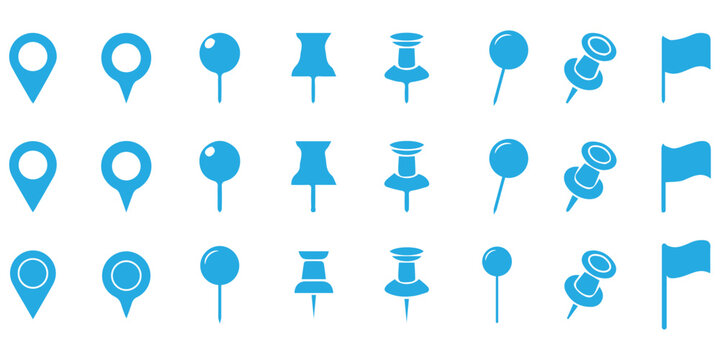 Location map pin icons set, Map marker pointer icon collection vector.