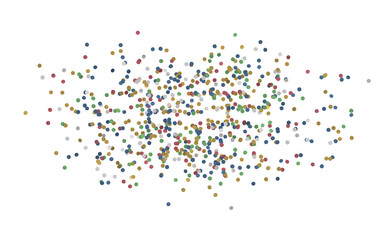 Abstract image of multicolored dots on a white background, representing celebration and joy.