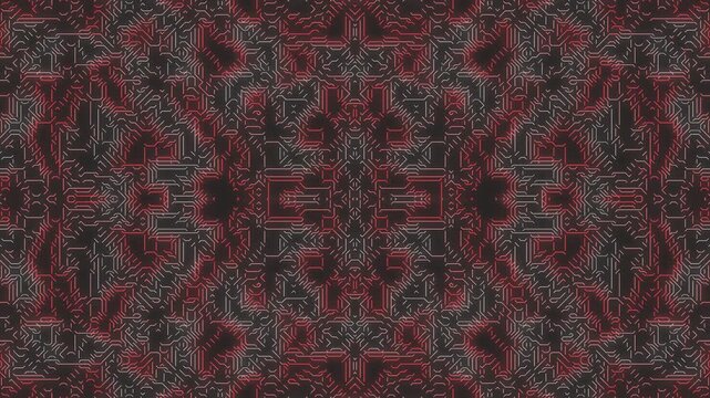 Intricate maroon and green patterns.
